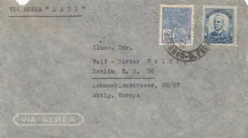 Via Aera LATI Brasilien-Berlin 1940 nach Berlin-Latipost, Zensur