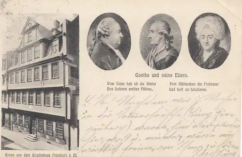 Carte de vue Goethe - Francfort / M 1905 vers Mannheim