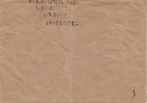 POW - Kgf: Sandbostel via Bonn en 1947 à Dresde (SBZ) avec contenu de la lettre