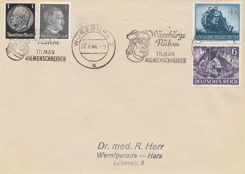 Würzburg: Tilman Riemenschneider Tampon publicitaire 1944