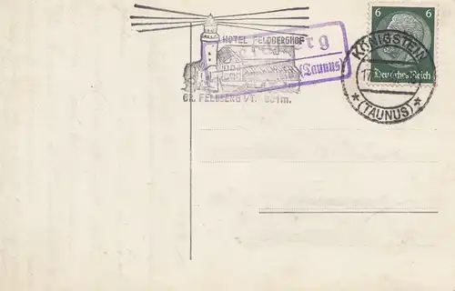 Carte de vue Feldberg/Taunus: phare - Königstein 1936