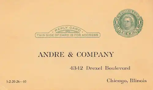 Ganzsache USA: Andres Scalp Salve, Chicago Illinois