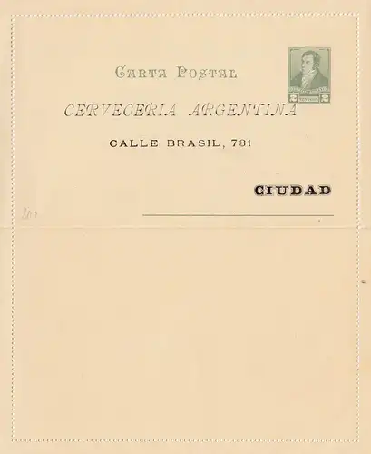 Carta Postal - Faltbrief-Argentinien-Cerveceria Quilmes 189x