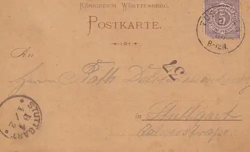 Carte postale:Salutations de la Bière de Tübingen-Altdeutsche: Rathsstube Hischer 1889
