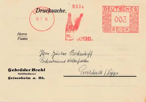 Geisenheim/Eltville 1935: Freistempel: Sektkellerei
