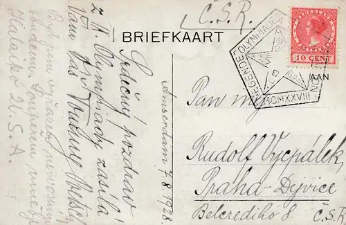 Olympiade 1928: Pays-Bas après la carte de Prague