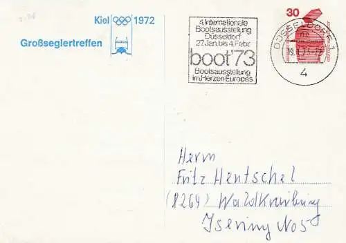 Olympische Spiele Kiel 1972: Großseglertreffen - boot 1973-Ganzsache