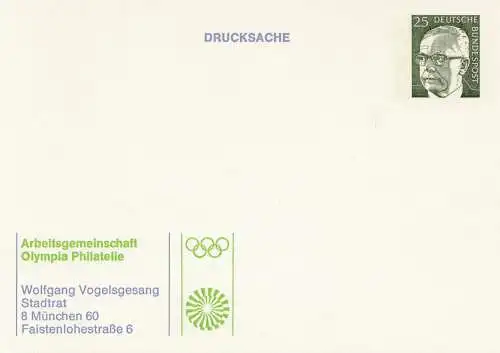 Ganzsache ArGe Olympia Philatelie - Drucksache