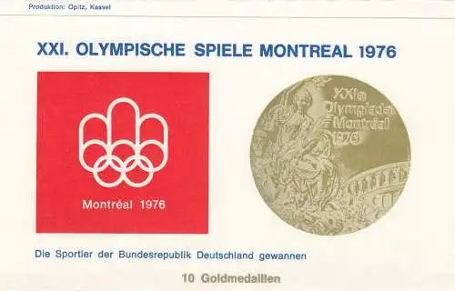 Jeux olympiques de Montréal 1976: Temple entier Leverkusen Philatelie