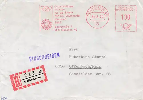 Olympiade München 1972: Organisationskomitee Freistempel