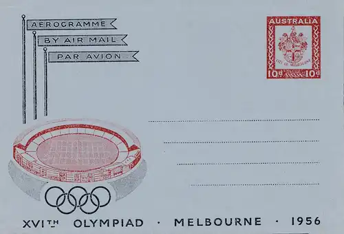 Australien: Ganzsache Olympiad Melbuourne 1956