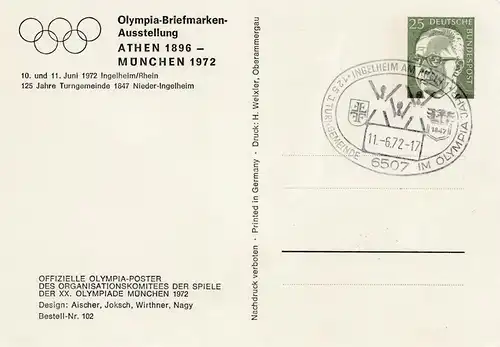 Olympiade de Munich 1972: Exposition des timbres Ingelheim