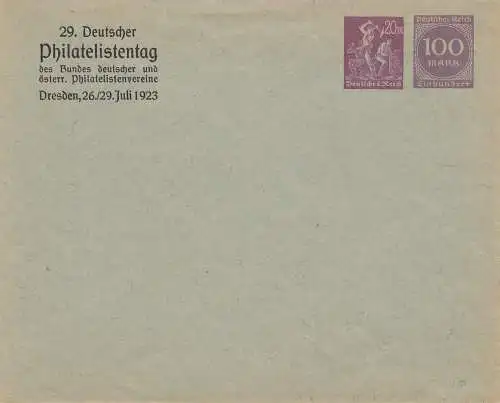 2x Ganzsachen Umschlag 1923 - Deutscher Philatelisten Tag