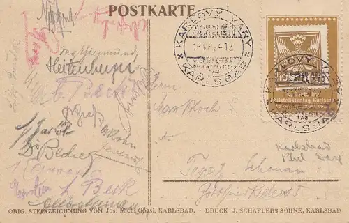 Carte commémorative de la Journée philatéliste allemande 1924 - Karsbad
