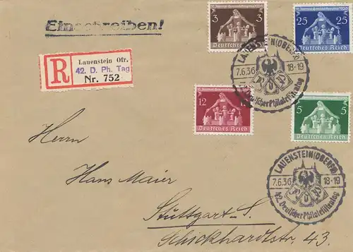 Lauenstein Einschreiben:1936  Deutscher Philatelistentag
