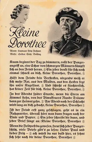 Propagandakarte: Panzerfahrer: Lied: Kleine Dorothee