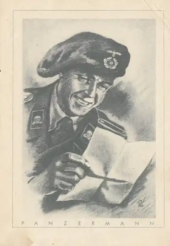 Propagandakarte: Panzerfahrer: Rückseitig Verdruck !!!