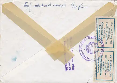 Brief 1958 von Ludwigsburg nach Braunschweig - Ermittlung des Absenders geöffnet