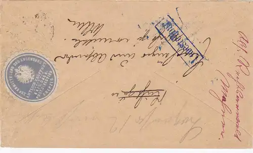 Brief 1887 von Chemnitz  - Zurück - Absender nicht ermittelbar