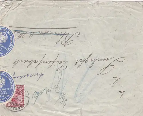 Lettre 1908 Annaberg à Rheinau et retour-Lettre ouverte identification de l'expéditeur