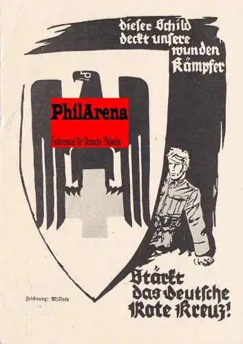 Sonderpostkarte Rotes Kreuz 1940: Dieses Schild deckt unsere wunden Kämpfer, KdF