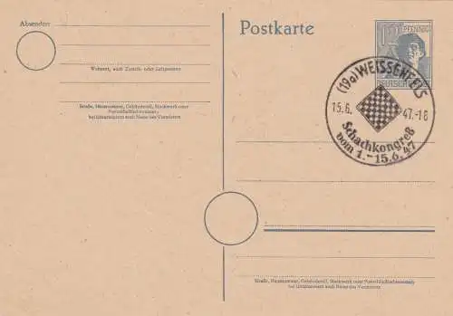 Weissenfels Sonderstempel 1947 Schachkongress