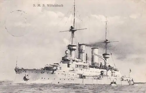 S.M.S. Wittelsbach, Ansichtskarte 1909 von Kiel