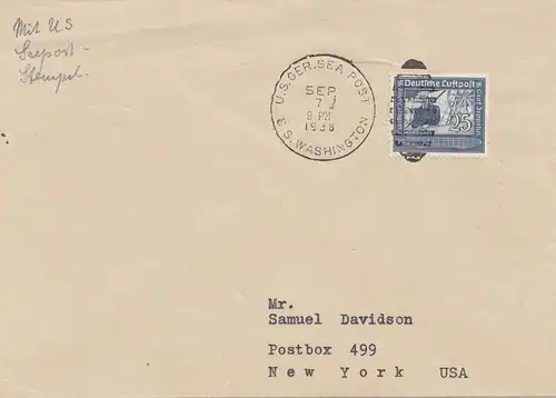 US-Germany Sea Post S.S. Washington 1938