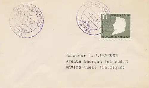 Poste allemand 1958-Hapag vers la Belgique