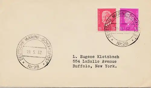 Deutsche Marine Schiffspost 1932, Nr. 28 nach Buffalo/New York
