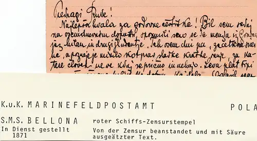 Marine-Feldpost: 1916: nach Wien: S.M.S. Bellona-Schiffszensur