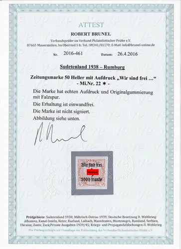 Sudetenland: Min° 22, *, Rumburg