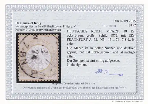 Reich allemand: Min. 28, cacheté, BPP score et certificat