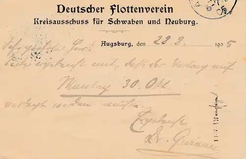 1905: Augsbourg, bureau d'Inzell Flotteverein