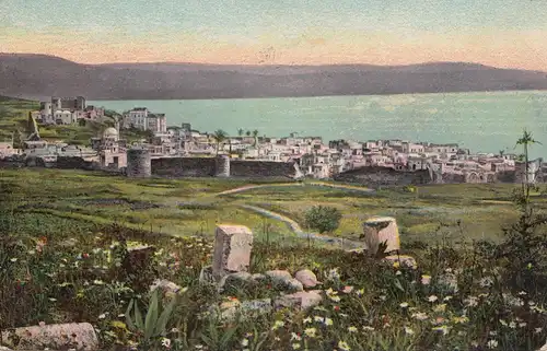 1913: Ansichtskarte Tiberias: Marine Schiffpost Nr. 69 nach Görlitz