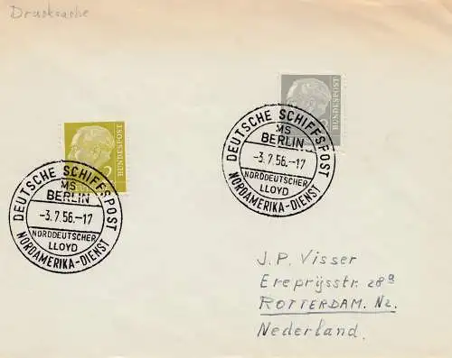 1956: Deutsche Schiffspost: Nordamerika -Dienst Norddeutscher Lloyd