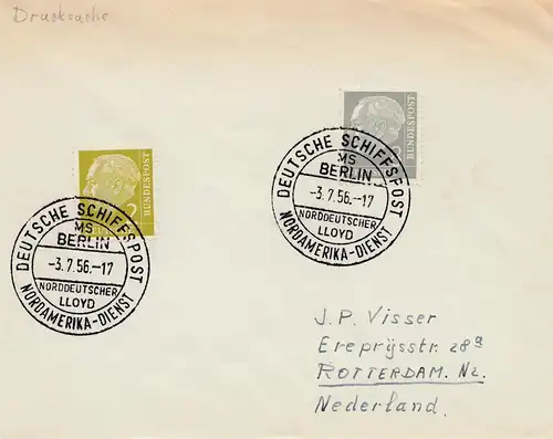 1956: Poste maritime allemand: Amérique du Nord - Service Lloyd Norddeutsche