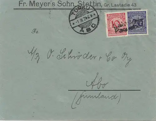 1924: Szczecin, fils de Meyer, après Turku-Abo-Finlande - Paqueboot