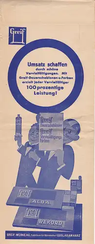 1933: Greif - Goslar: Schablonen
