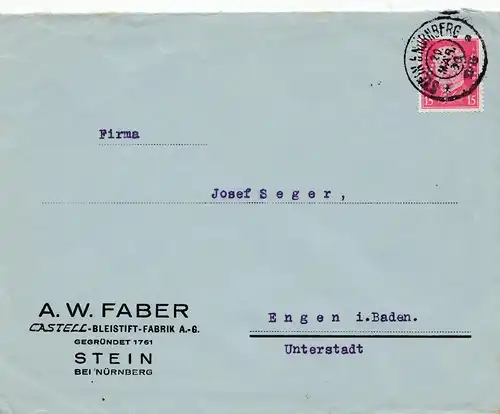 1930: Faber-Castell Bleistift Fabrik Stein/Nürnberg-Perfin