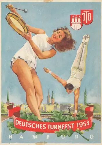 1953: Deutsches Turnfest- Ansichtskarte - Hamburg 