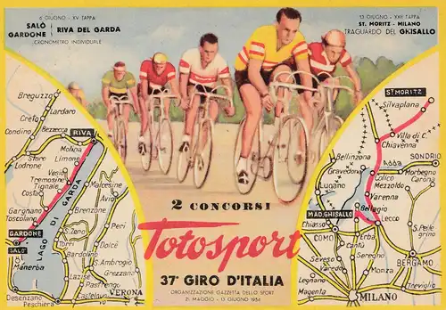 1954: Italie: Totosport: all 22 carts; 37. Giro D'Italia: 22 different cancels
