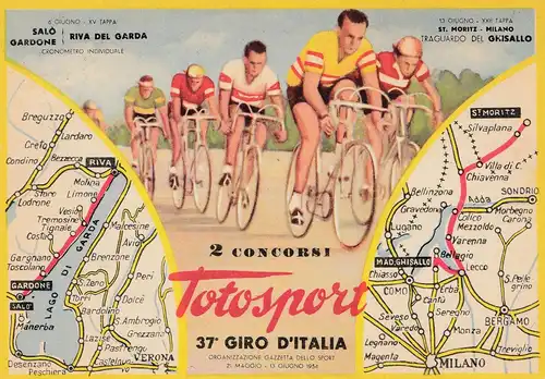 1954:  Italien: Totosport: all 22 cards; 37. Giro D'Italia: 22 different cancels