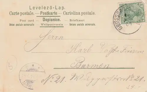 1904: Carte de vue Turner Grosssachsenheim après Barmen