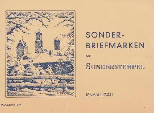 1949: Deutsche Skimeisterschaften- Sonderbriefmarken-Isny/Allgäu-Württemberg