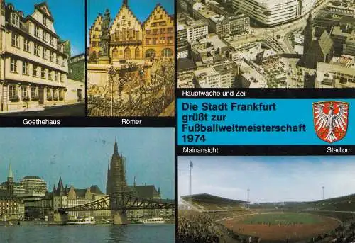 1974: Carte de vue Frankfurt Main sur le football - Exposition de publicité