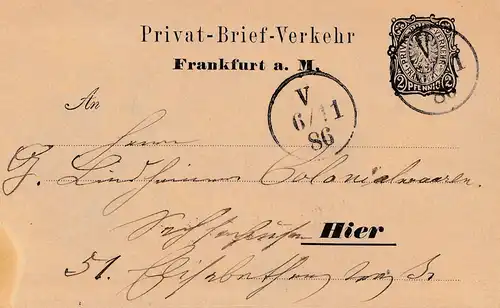 1886: Lettre privée-Transport-Francfort/Main - Affaire de droit privé