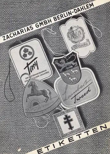 1953: Textil Anhänge-Etiketten, Siegel Marken Berlin -Werbekarte