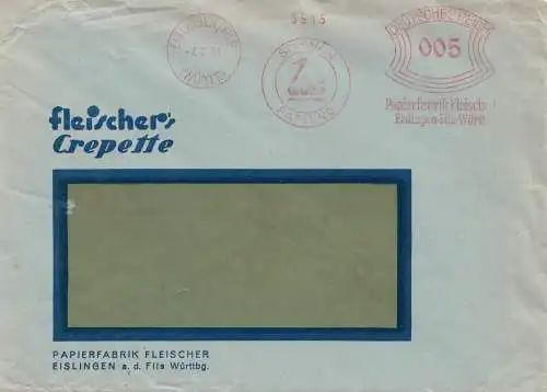 1931: Freistempel Eislingen Schwan-Papiere