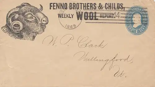 1889: USA - Ganzsache - Büffel